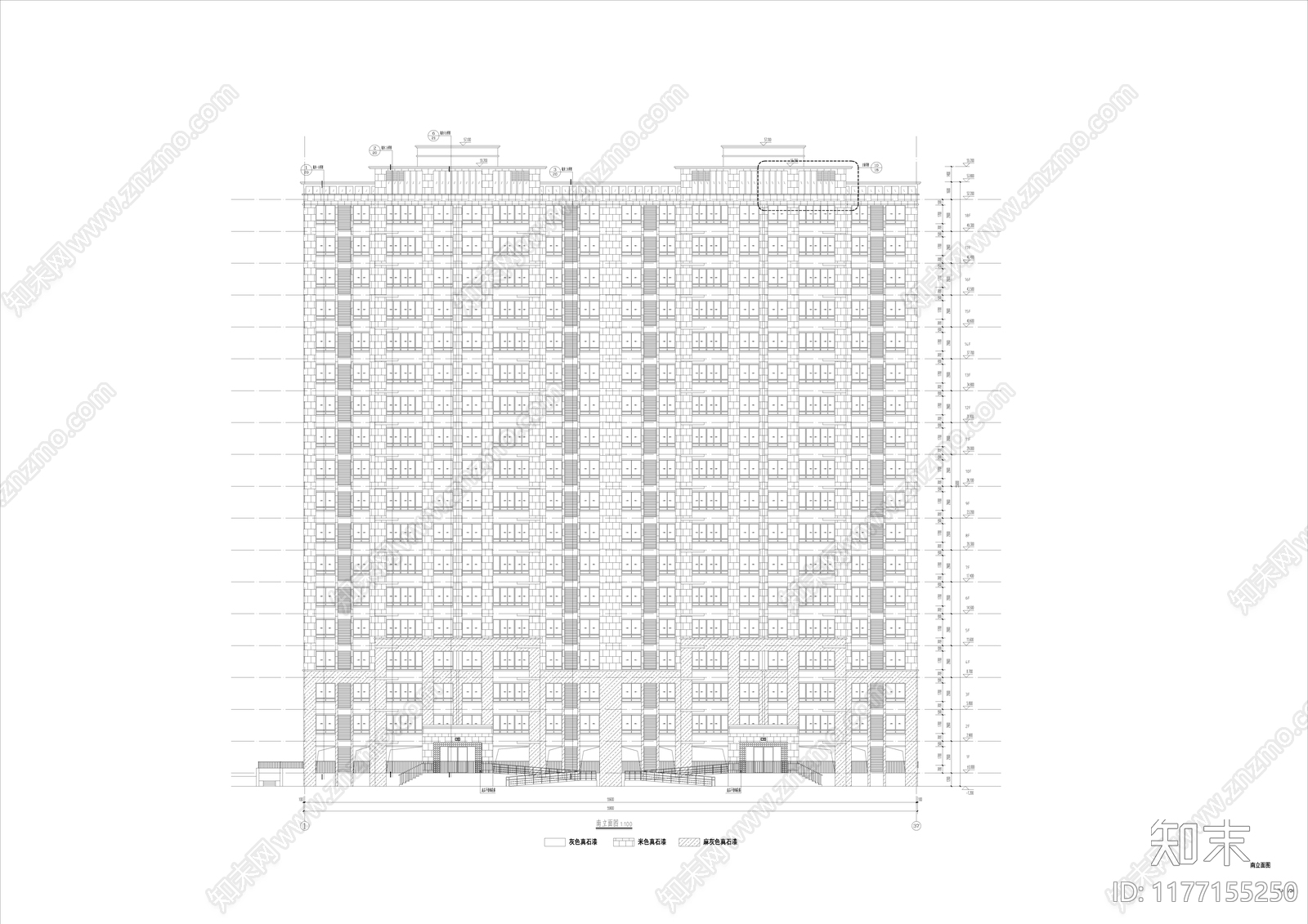 新中式住宅楼建筑cad施工图下载【ID:1177155250】