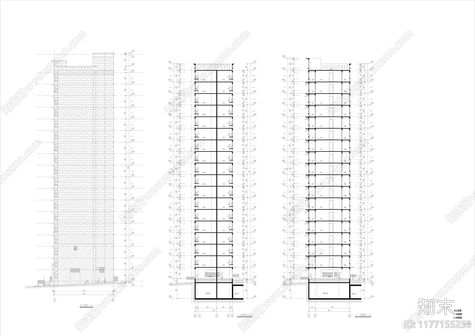 新中式住宅楼建筑cad施工图下载【ID:1177155250】