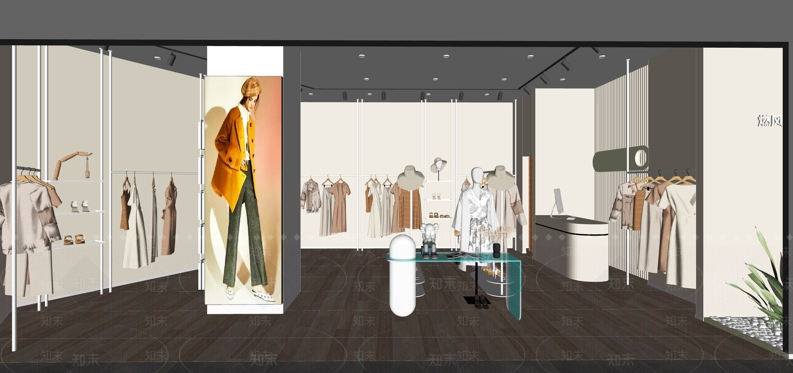 现代原木服装店SU模型下载【ID:1177155746】