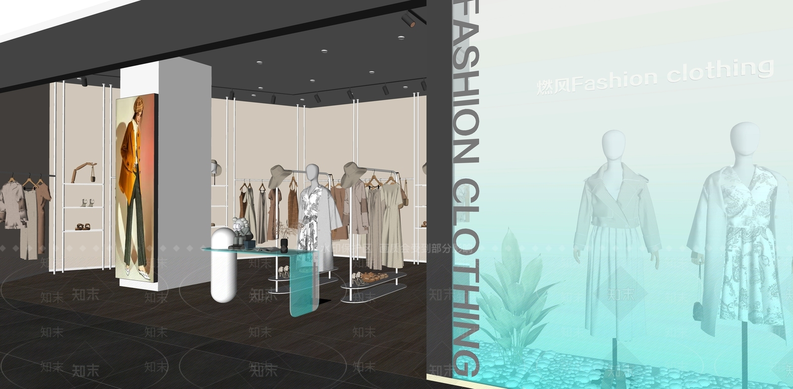 现代原木服装店SU模型下载【ID:1177155746】