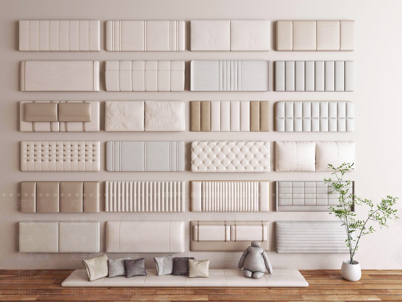 现代简约软包3D模型下载【ID:1177157010】