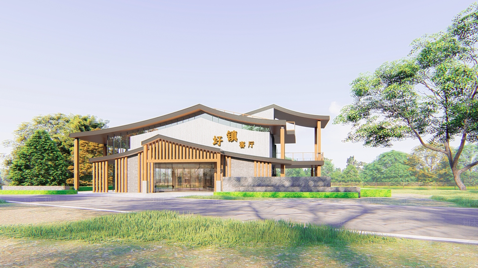 现代中式小公建SU模型下载【ID:1177317631】