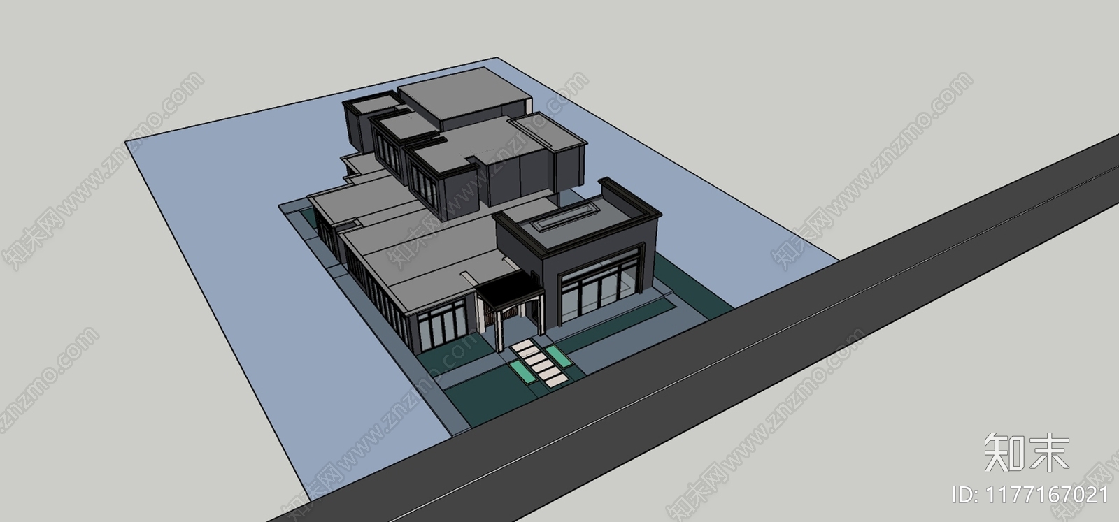 现代别墅SU模型下载【ID:1177167021】