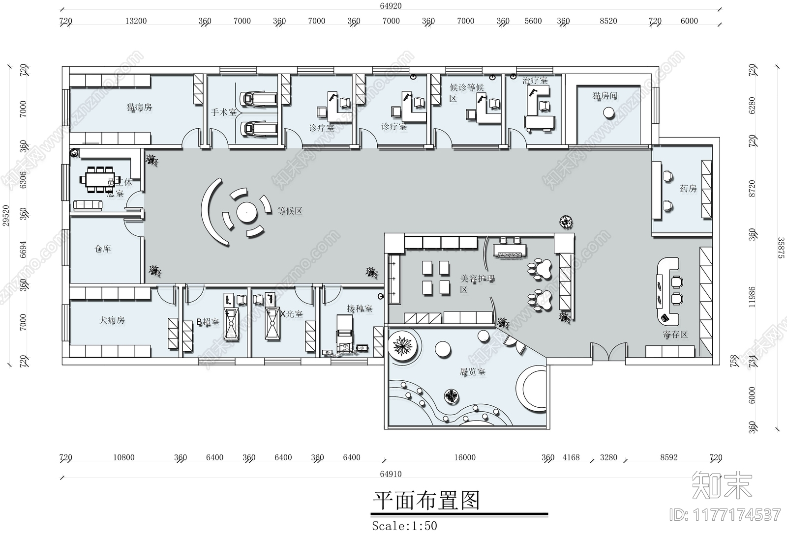 现代宠物医院施工图下载【ID:1177174537】