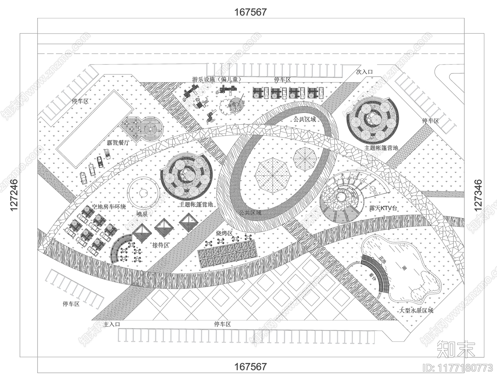 现代公园景观cad施工图下载【ID:1177180773】