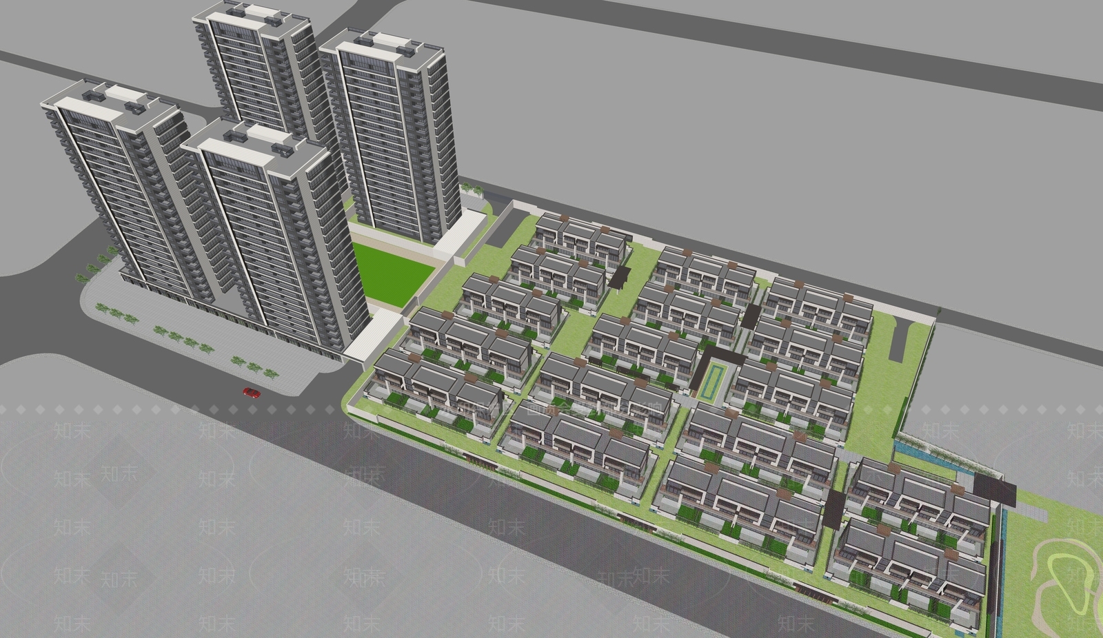 现代小区建筑SU模型下载【ID:1177190727】
