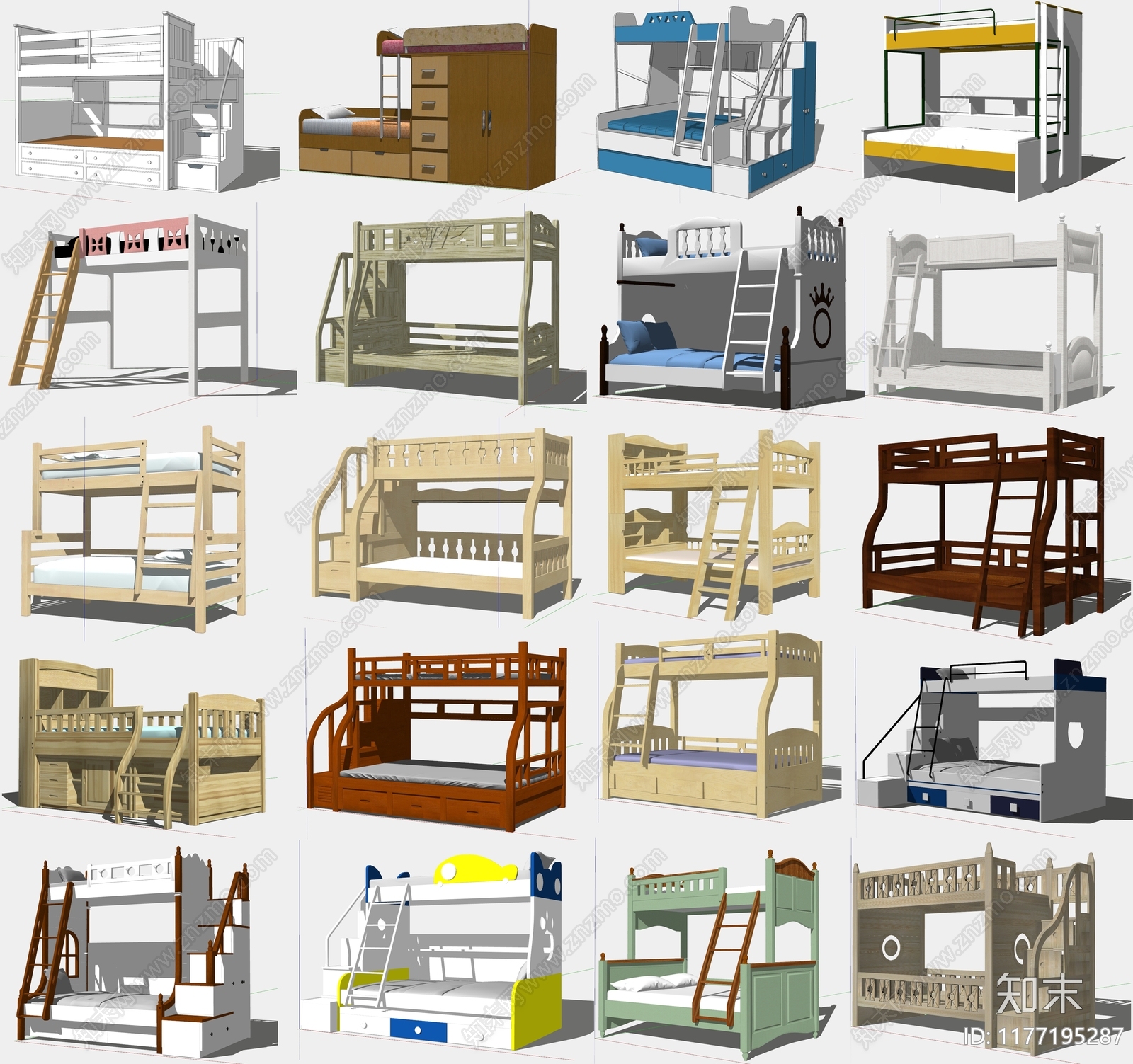 现代欧式上下床SU模型下载【ID:1177195287】