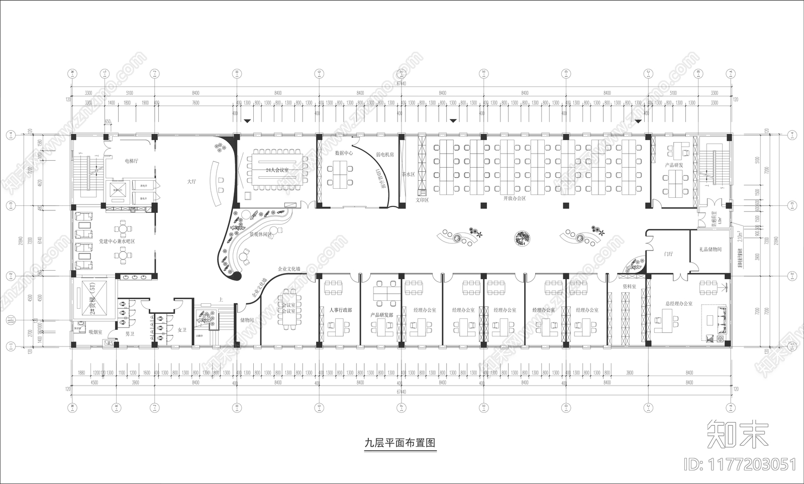 现代办公室施工图下载【ID:1177203051】