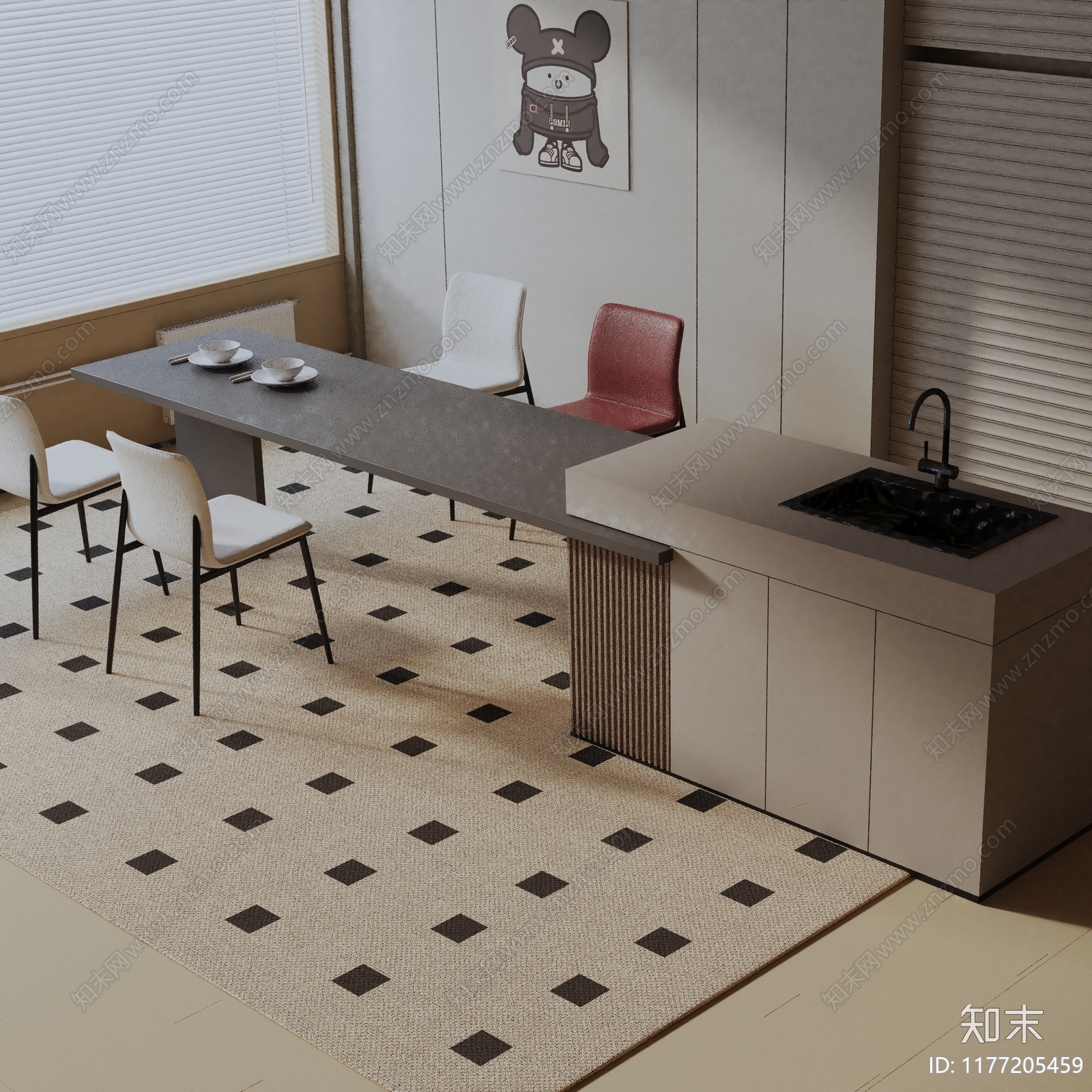 现代餐桌椅3D模型下载【ID:1177205459】