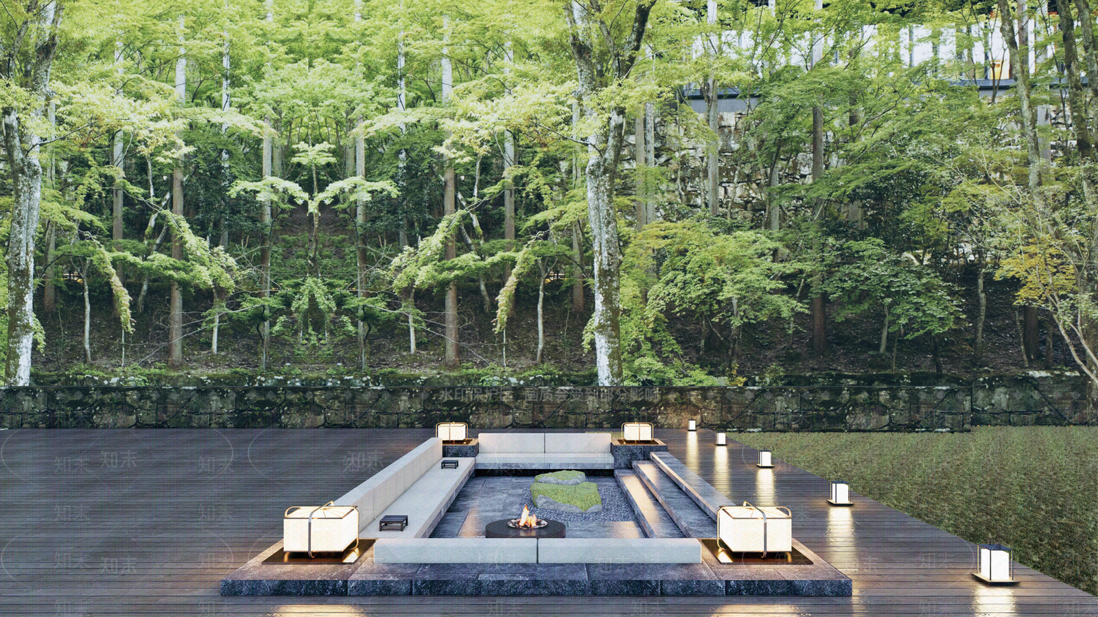 日式景观座椅SU模型下载【ID:1177215169】