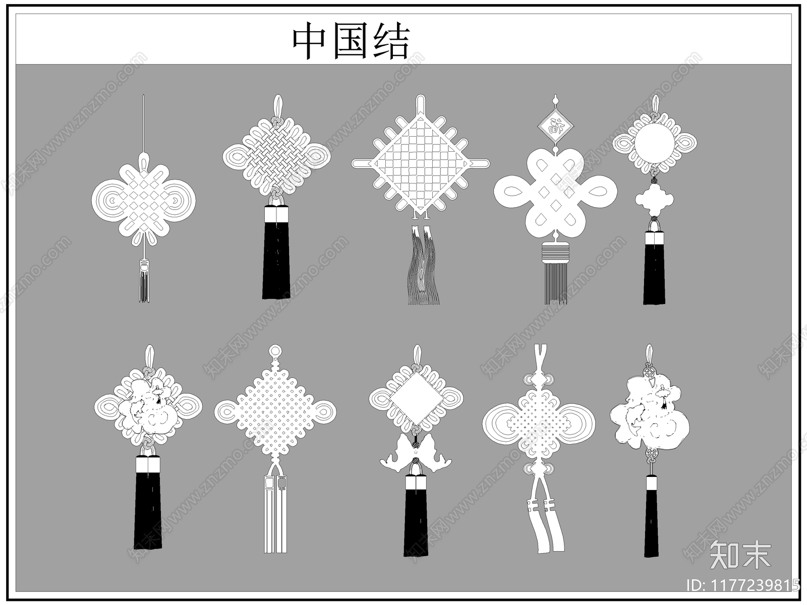 中式综合软装摆件图库cad施工图下载【ID:1177239815】