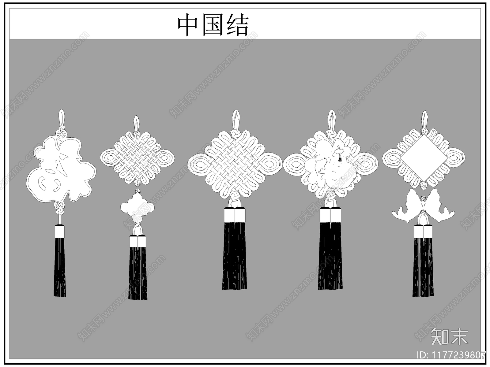 中式综合软装摆件图库cad施工图下载【ID:1177239807】