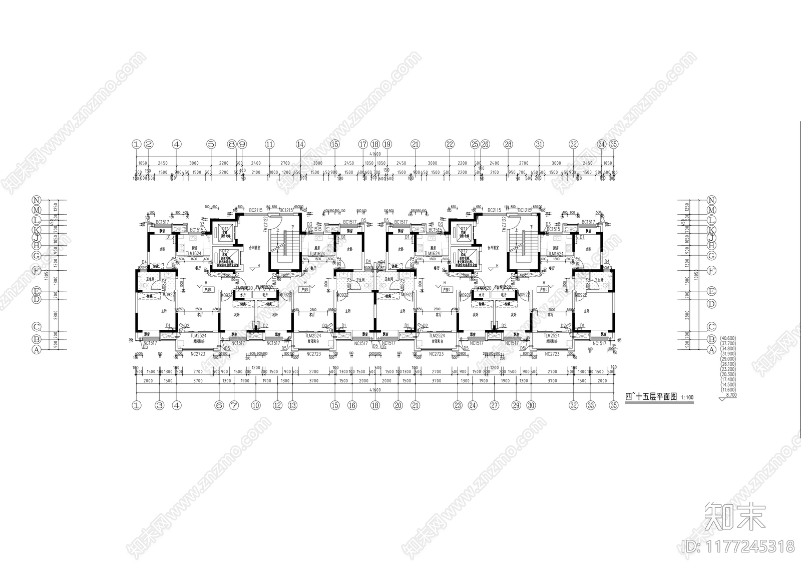 现代住宅楼建筑cad施工图下载【ID:1177245318】