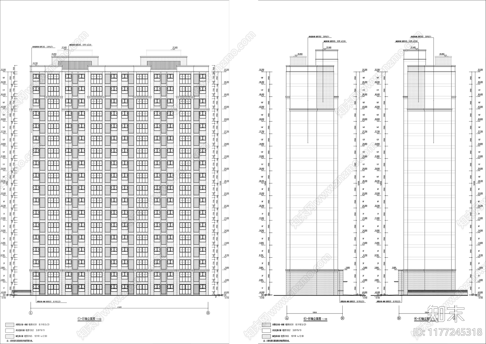 现代住宅楼建筑cad施工图下载【ID:1177245318】