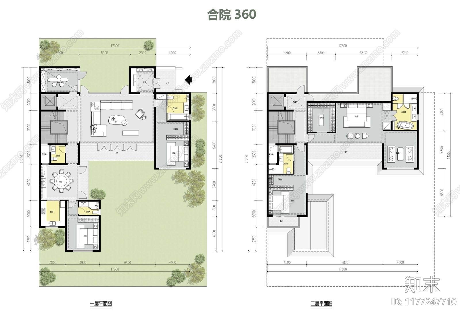 新中式中式别墅建筑施工图下载【ID:1177247710】