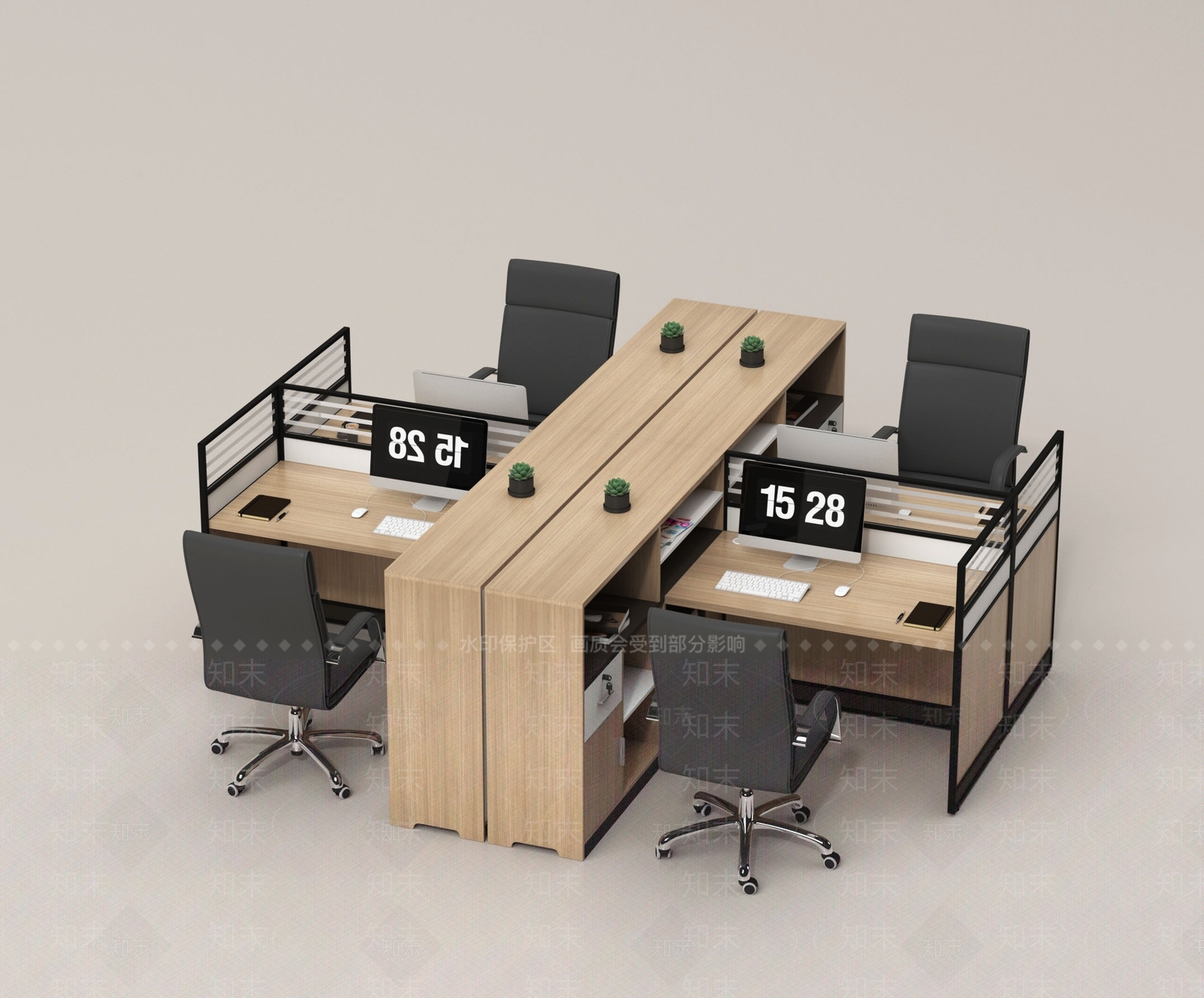 现代办公桌椅3D模型下载【ID:1177249455】