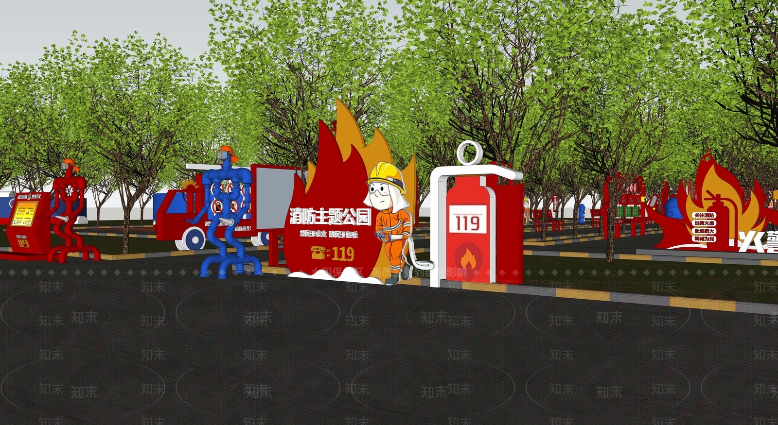 现代景观公园SU模型下载【ID:1177254305】