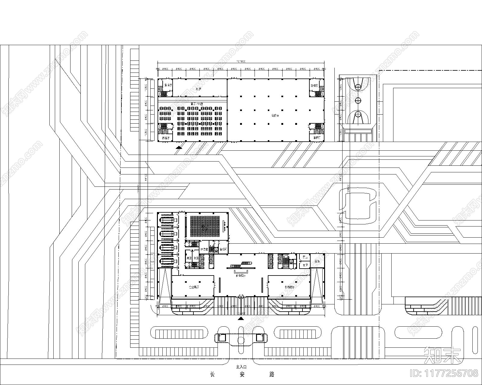 现代产业园建筑cad施工图下载【ID:1177256708】