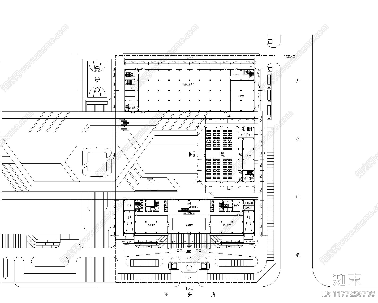 现代产业园建筑cad施工图下载【ID:1177256708】