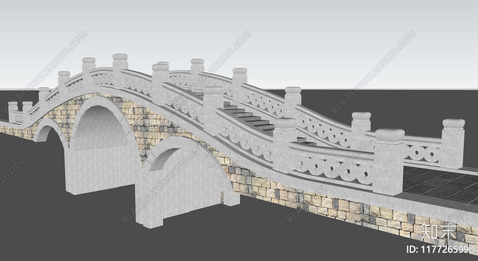 中式新中式景观桥SU模型下载【ID:1177265990】