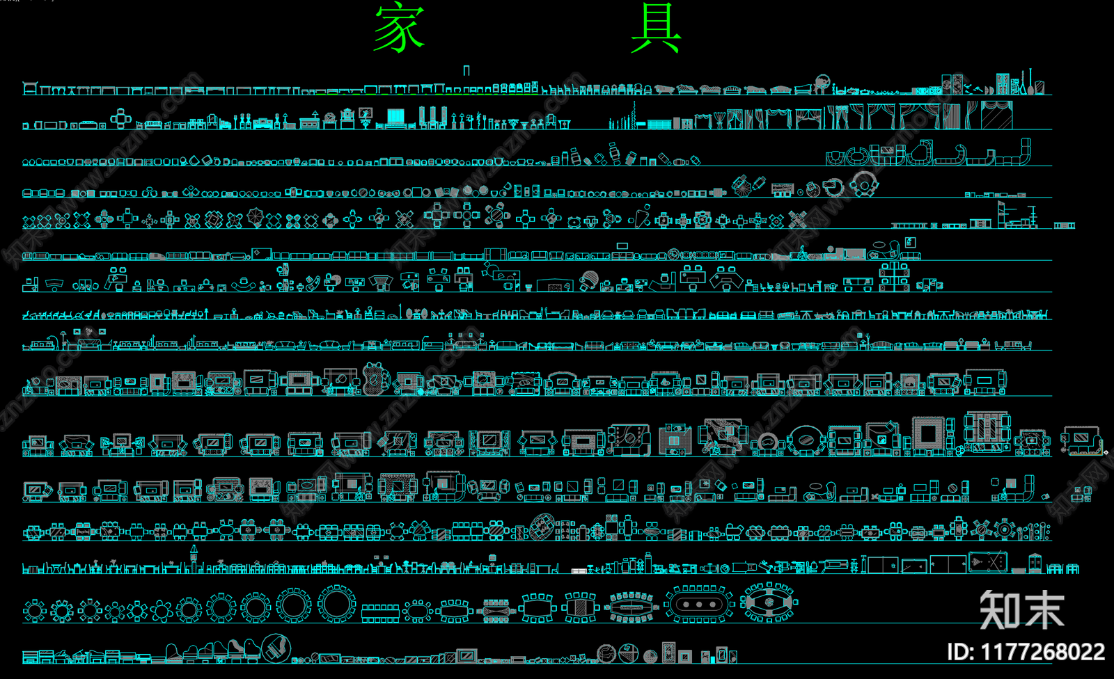 现代欧式综合家具图库施工图下载【ID:1177268022】