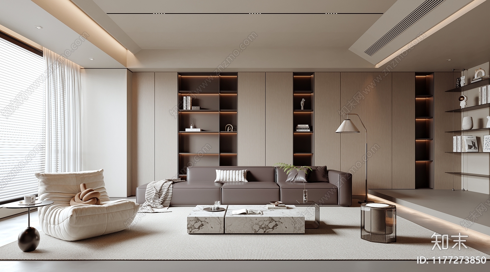 现代家居客厅3D模型下载【ID:1177273850】