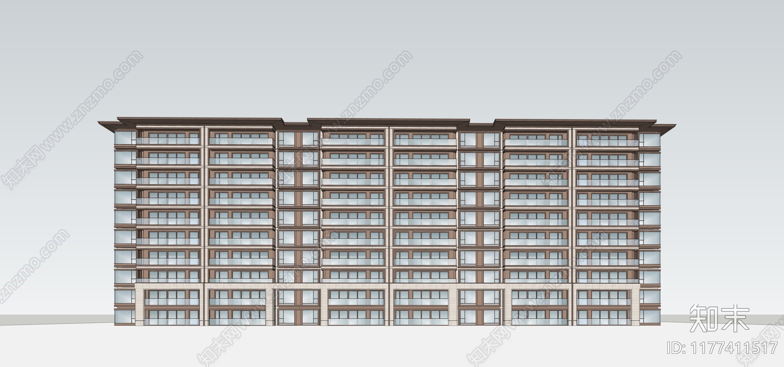 新中式高层住宅SU模型下载【ID:1177411517】