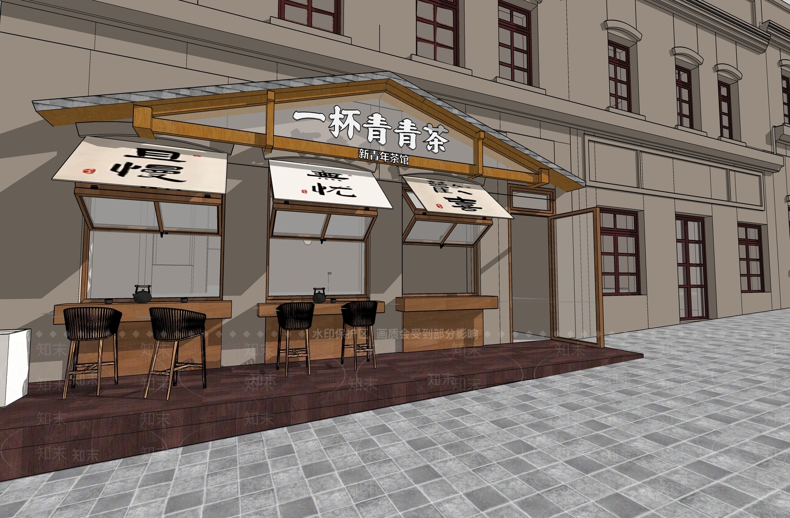 新中式庭院小品SU模型下载【ID:1177278326】