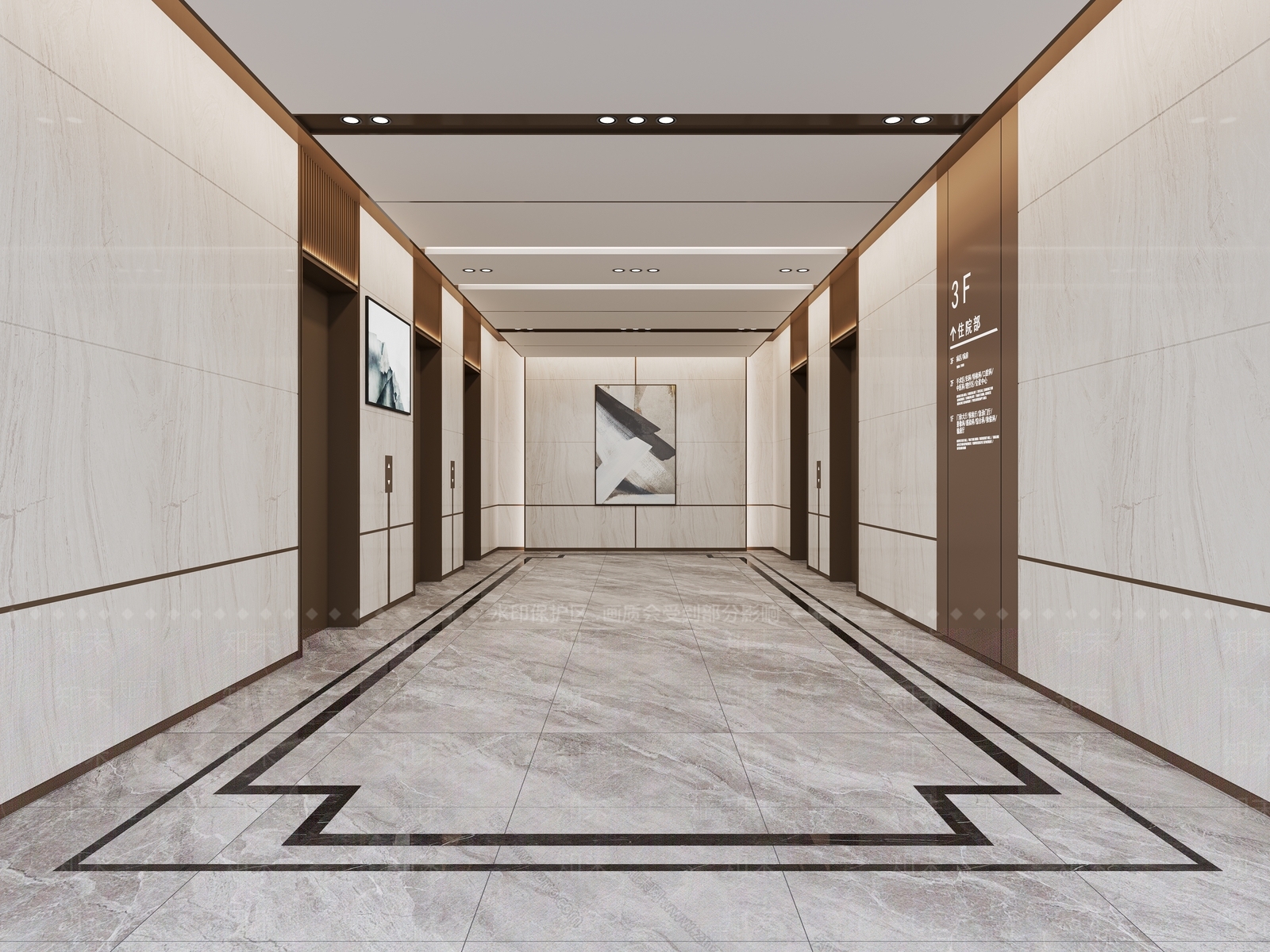 现代电梯间3D模型下载【ID:1177282768】