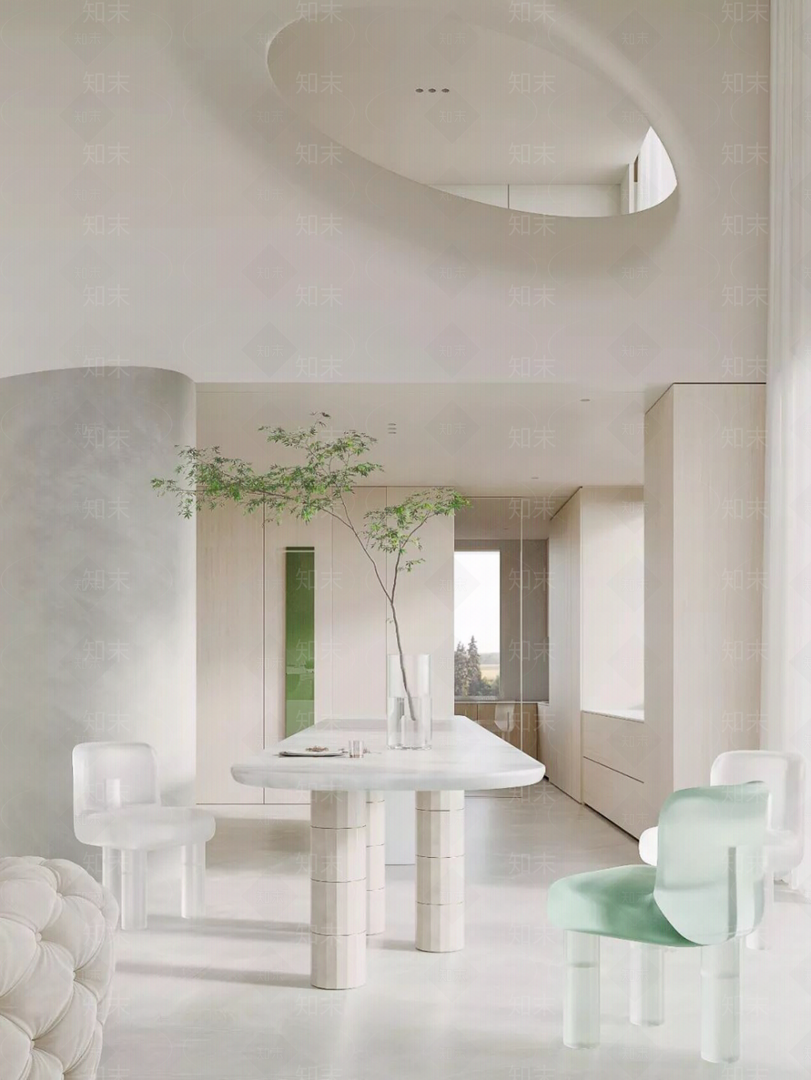 现代奶油餐厅贴图下载【ID:1177282810】