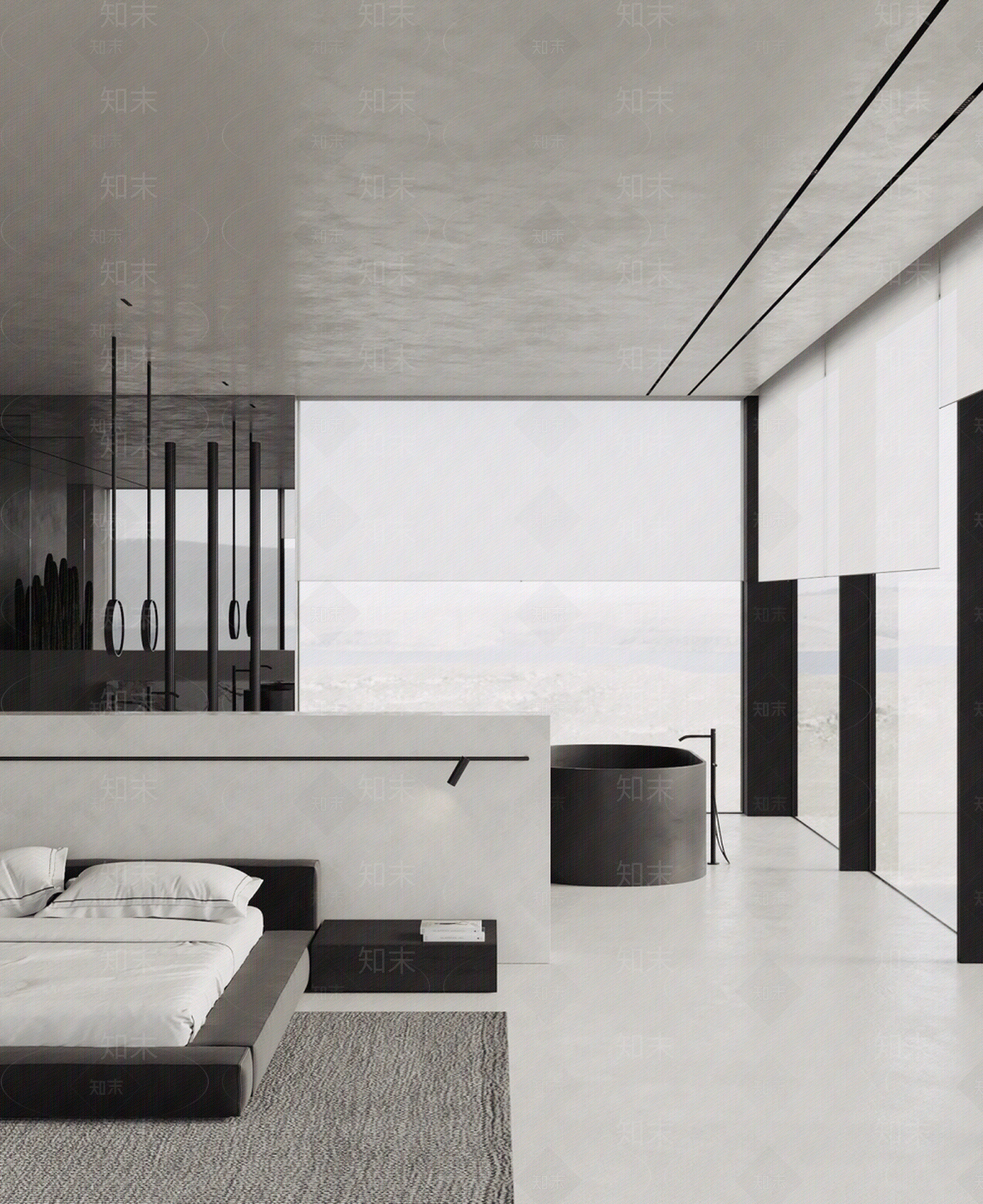 现代极简卧室贴图下载【ID:1177282835】