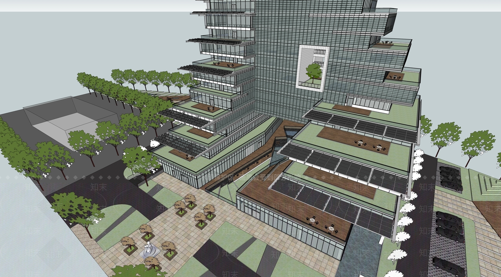 现代商场建筑SU模型下载【ID:1177295635】