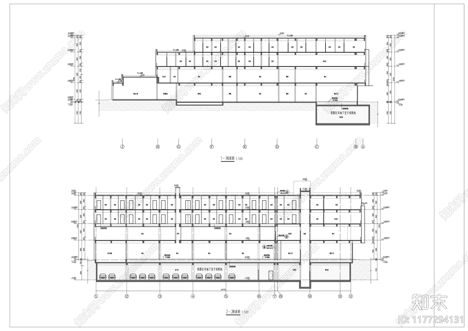 现代酒店建筑cad施工图下载【ID:1177294131】