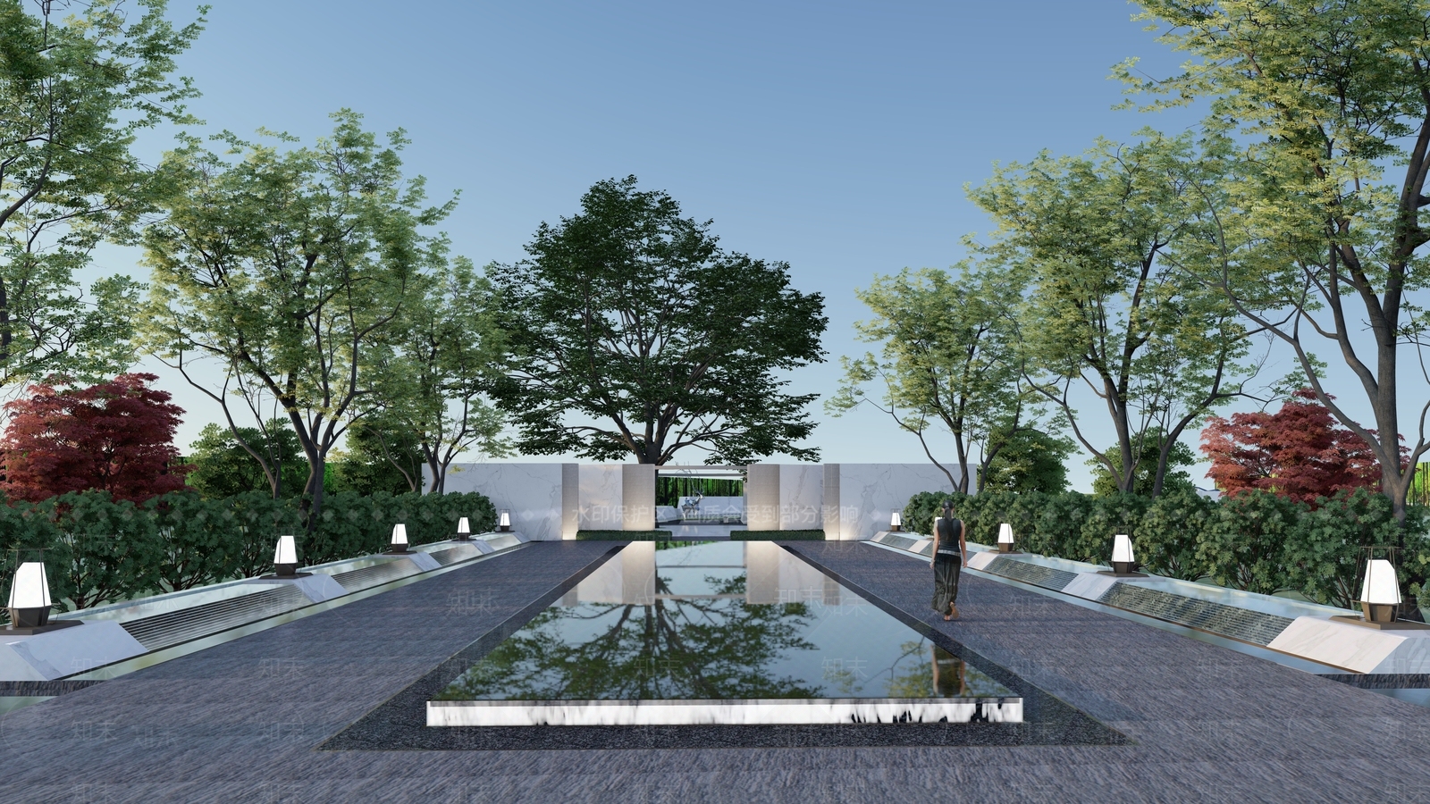 现代小区景观SU模型下载【ID:1177295208】