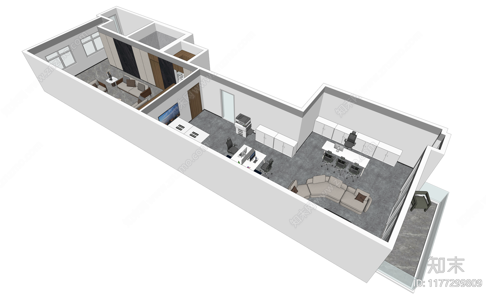 现代简约其他办公区域SU模型下载【ID:1177299809】