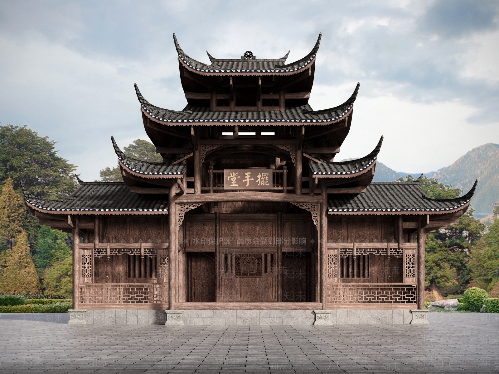 中式新中式古建3D模型下载【ID:1177317840】