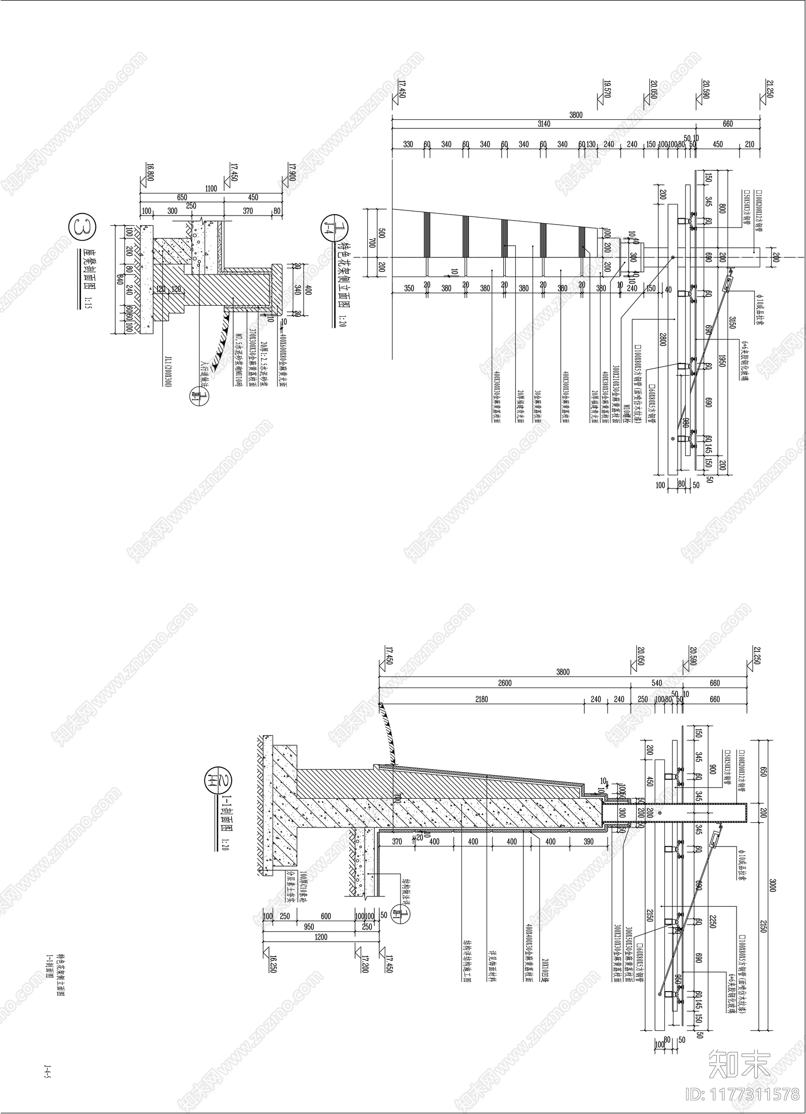新中式廊架cad施工图下载【ID:1177311578】