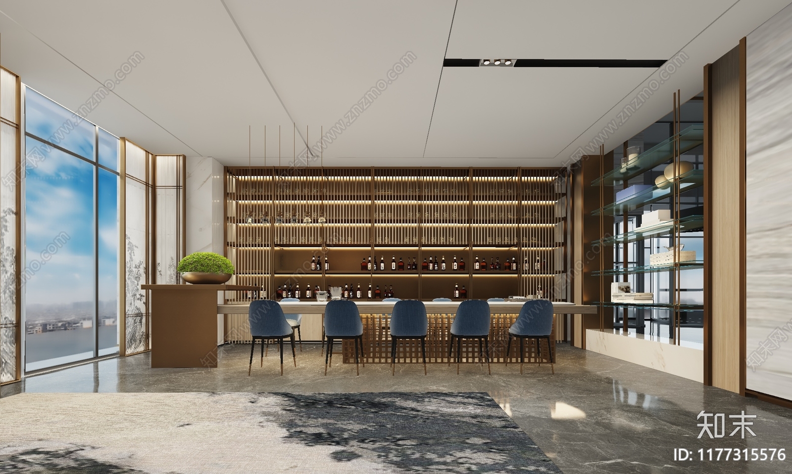 现代新中式酒店3D模型下载【ID:1177315576】