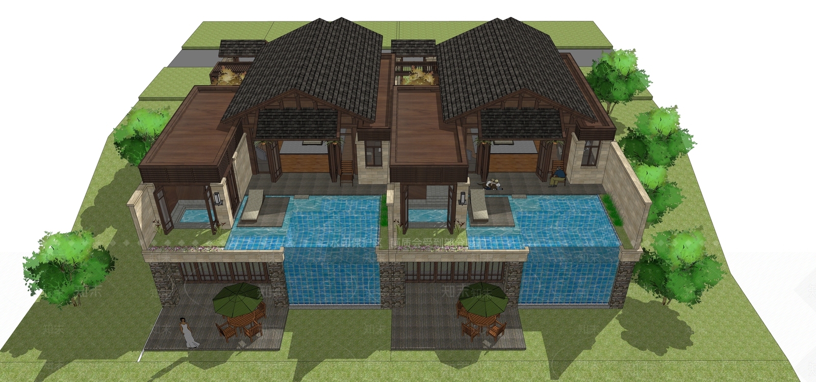 新中式乡村民房SU模型下载【ID:1177320377】