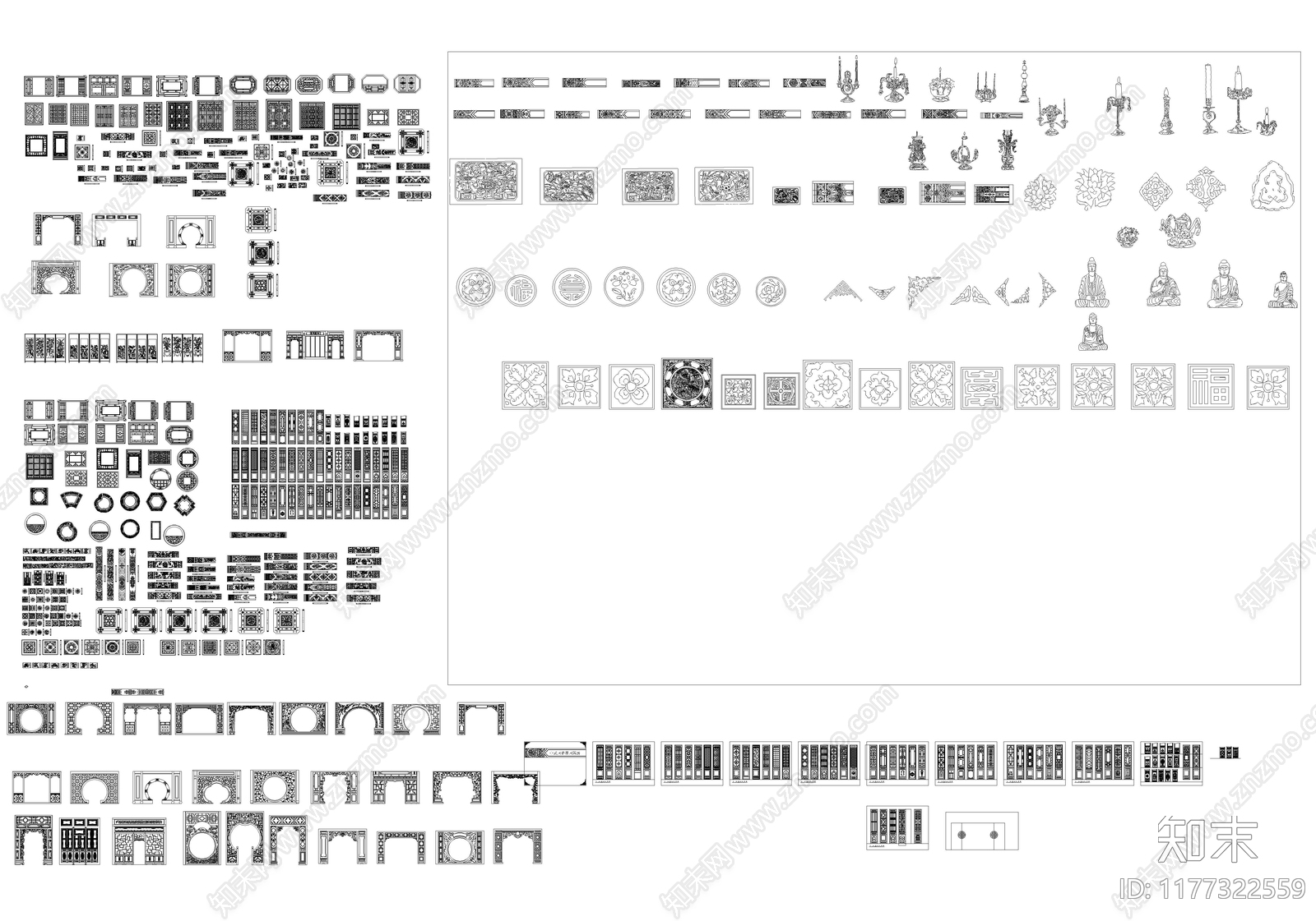 现代新中式综合家具图库施工图下载【ID:1177322559】