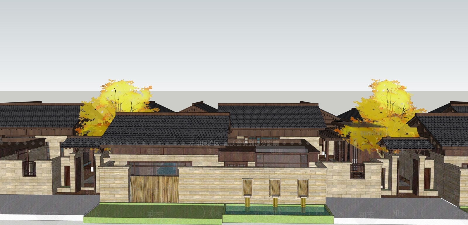 新中式乡村民房SU模型下载【ID:1177323071】