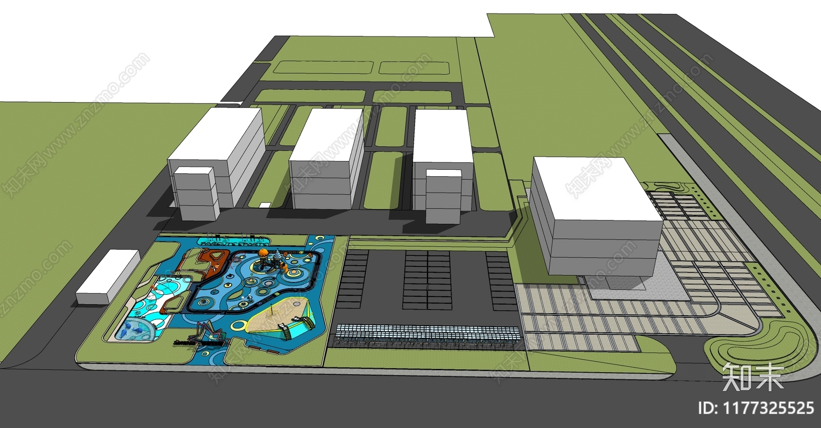 现代儿童游乐区SU模型下载【ID:1177325525】