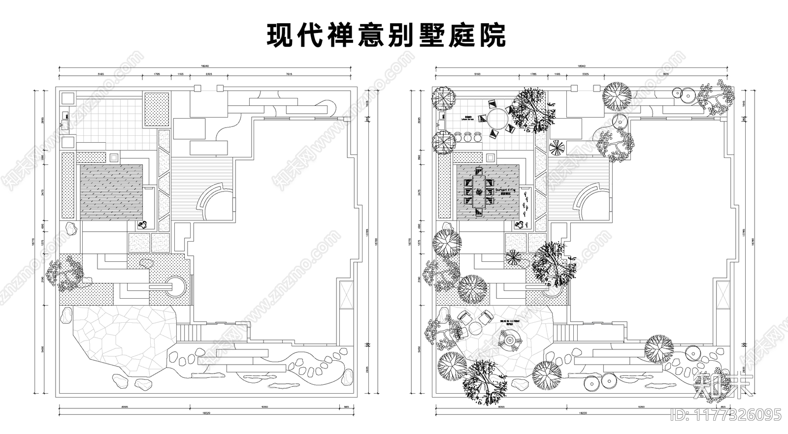 现代庭院cad施工图下载【ID:1177326095】