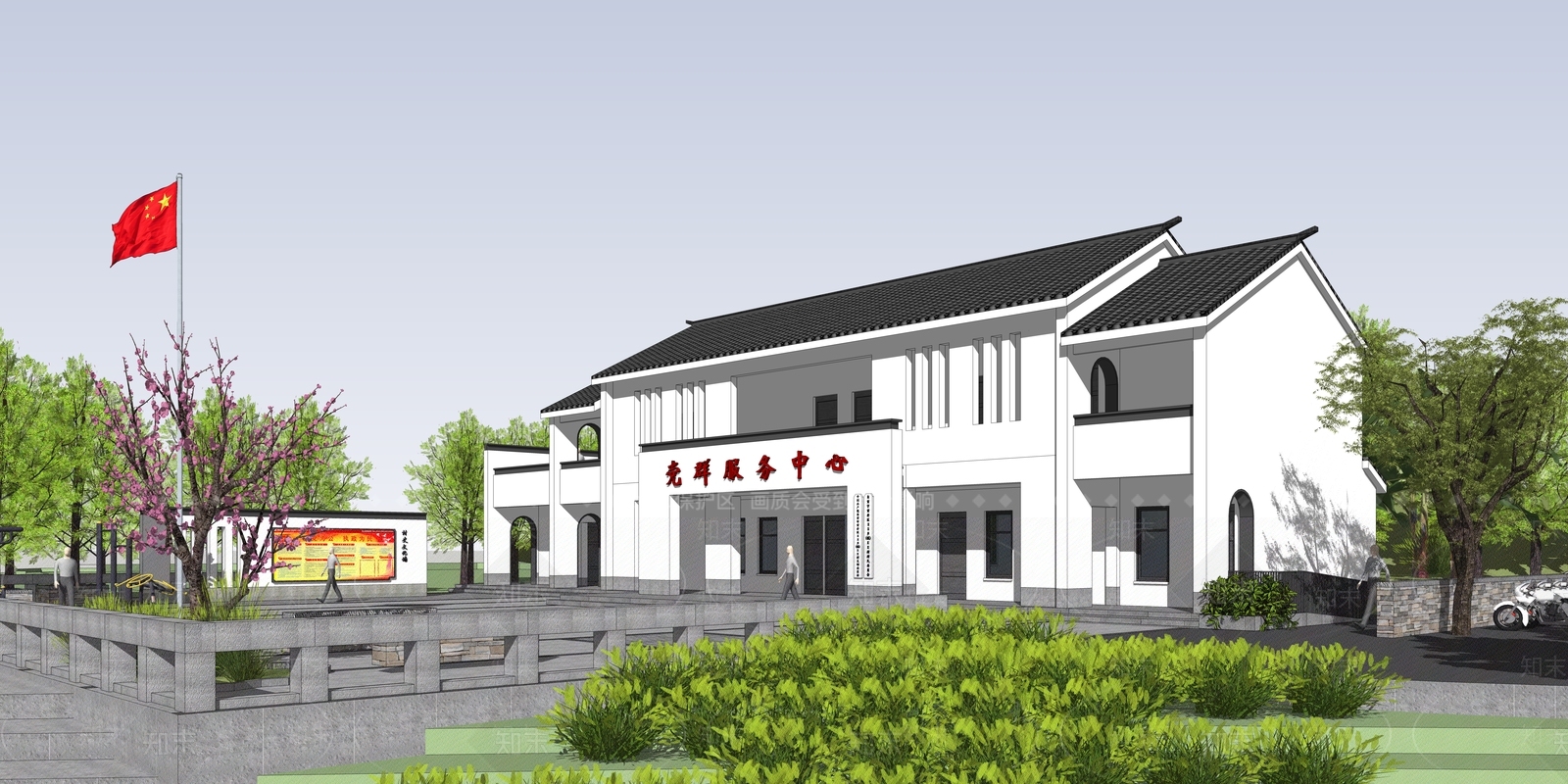 新中式小公建SU模型下载【ID:1177333990】