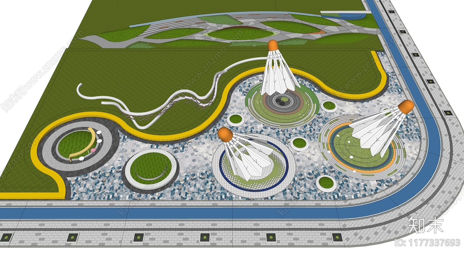 现代口袋公园SU模型下载【ID:1177337693】