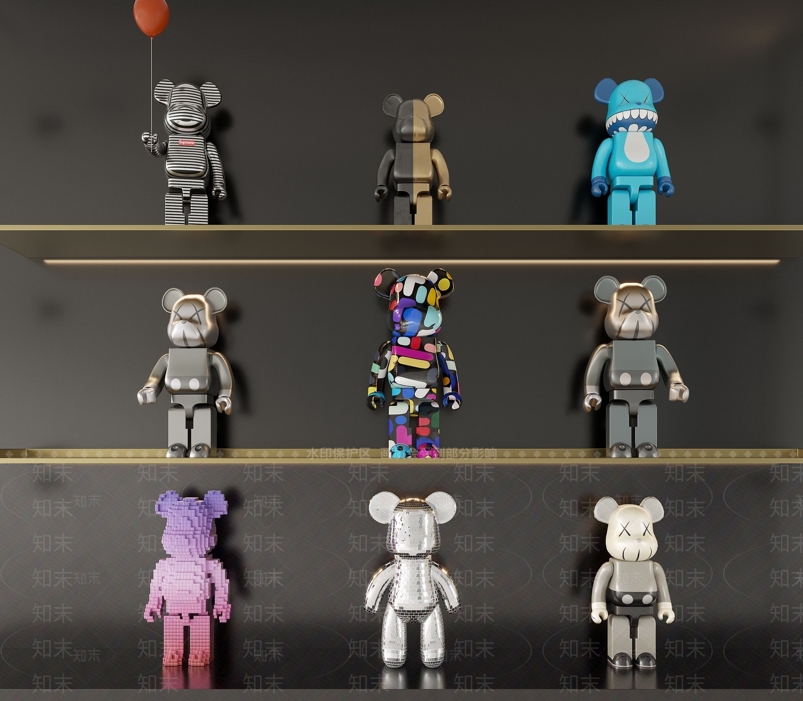 现代暴力熊公仔摆件3D模型下载【ID:1177338160】