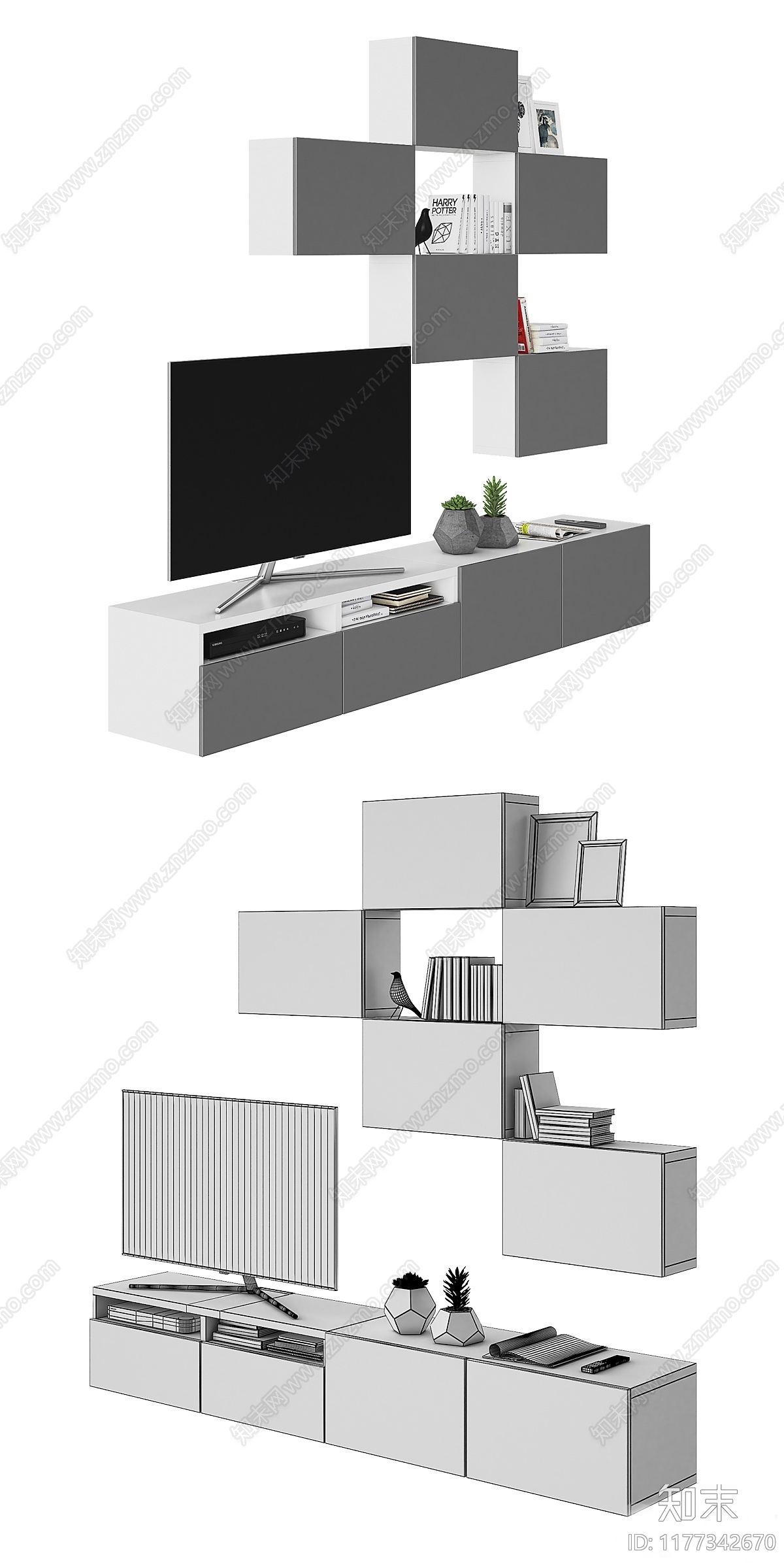 现代轻奢电视柜3D模型下载【ID:1177342670】