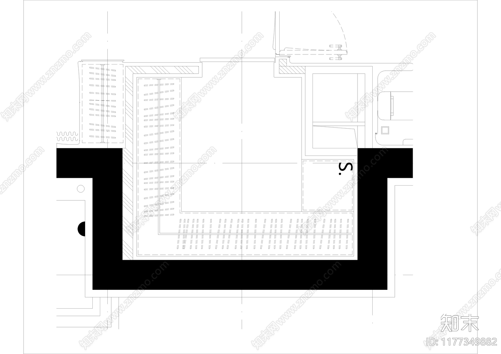 现代衣帽间cad施工图下载【ID:1177349882】