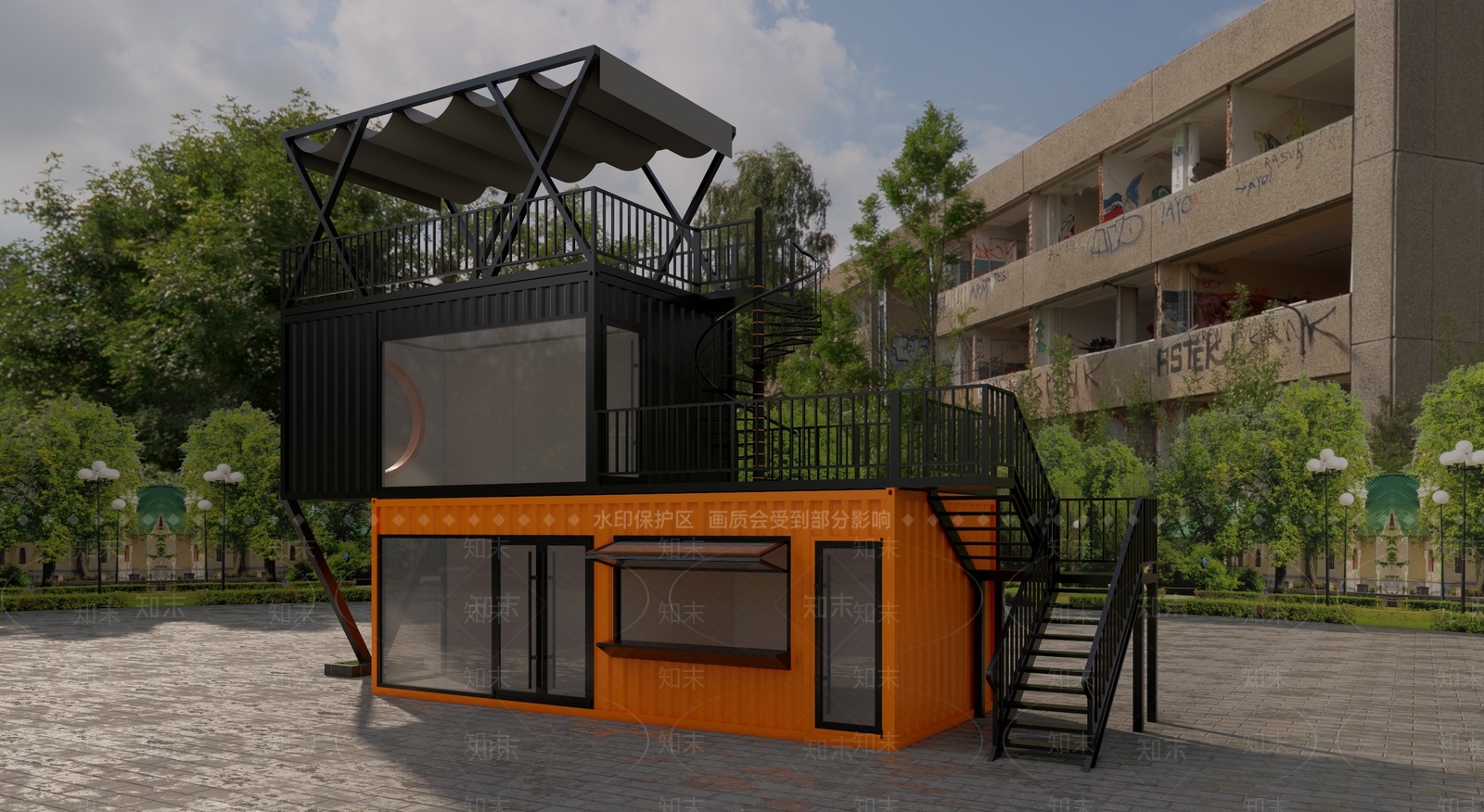 现代简约风格建筑SU模型下载【ID:1177352957】