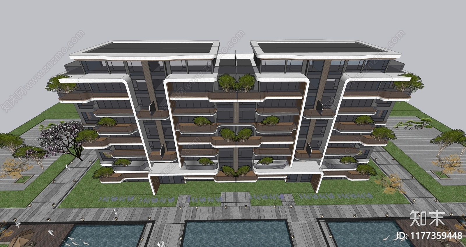 现代多层住宅SU模型下载【ID:1177359448】